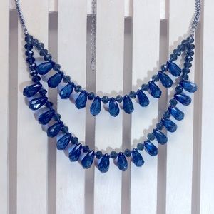 Double Strand Blue Almond Shaped Vintage necklace